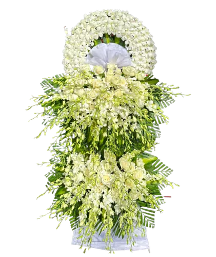 Kệ Hoa Chia Buồn Trắng Dáng Rủ